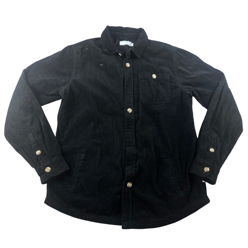 Onia Button-Up Shirt Men M Black Jumbo Corduroy Overshirt Relaxed Cotton Utility